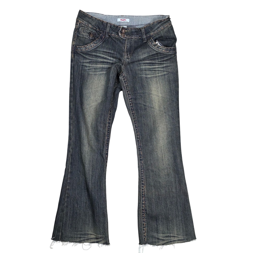 Y2k Bongo Flare Jeans Low Rise Whiskered Contrast Stitch Juniors 13 EXCELLENT‎